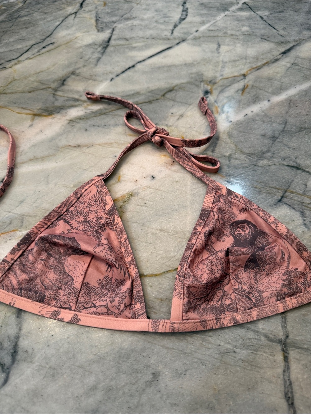 Dior Pink Printed Triangle Bikini Top